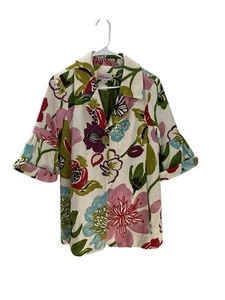 Abrigo 3 Hermanas TALLA MEDIANA Estampado Floral Vibrante 100% Algodón Tapiz Forrado Retro - Imagen 1 de 7