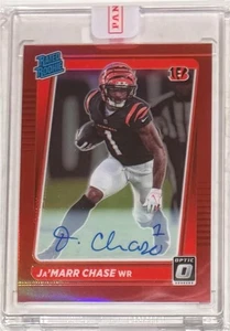 2021 Ja'Marr Chase Donruss Optic Auto Rated Rookie Red Sealed RC... #8/35 - Picture 1 of 2