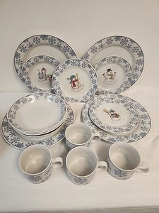 20 PCS Oneida Majesticware Holiday Frosty Snowman Dinnerware Set Snowflake - Picture 1 of 12