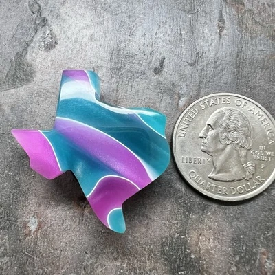 Imán de refrigerador Texas profesional/hecho a mano cortado en acrílico verde azulado rosa Foto 1 de 4