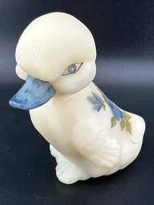 Fenton Glas Ente Pudding mit handbemalten blauen Blumen - Bild 1 von 20