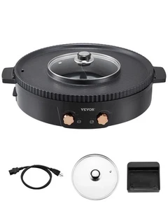 VEVOR Hot Pot with Grill 1800W 2-in-1 Electric Smokeless Grill Hot Pot for 2-8 - Picture 1 of 12