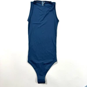 New Skims High Neck Thong Bodysuit Sheer Ocean Blue Size XXS - Picture 1 of 6