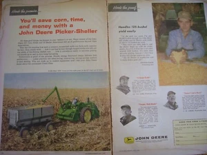 VINTAGE JOHN DEERE ADVERTISING SHEET -630 TRACTOR / 227 PICKER SHELLER -1960 - Picture 1 of 2