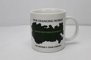 Taza de café The George F. Cram Company Our Changing World taza mapa soviético - Imagen 1 de 5