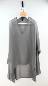 Alistair Trung sheer 100% silk overlay shirt in dove grey OSFM - Picture 1 of 11