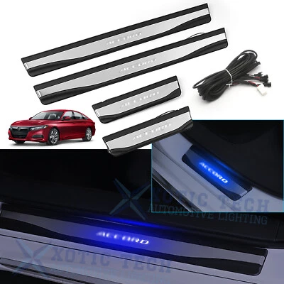 Protector de placa de desgaste de umbral de puerta LED iluminado azul para Honda Accord 2018 2019-2022 Foto 1 de 4