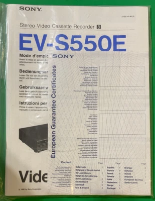 SONY EV-S550E  2 Manuali istruzioni NUOVI - 1 in ITALIANO +3 ed 1 in inlgese - Immagine 1 di 2