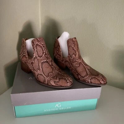 ANDREW GELLER womens FRIONA ankle boots sz 7 1/2 M black & brown zip up NEW Box - Image 1 of 4