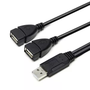 USB 2.0 Female to 2 Dual USB Male Power Adapter Y Splitter Cable Cord Connector - Picture 1 of 5