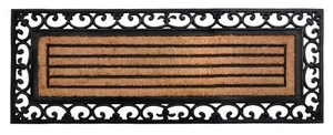 45x120 Cm Nautica Striped Rubber Bordered Coir Doormat - Picture 1 of 10
