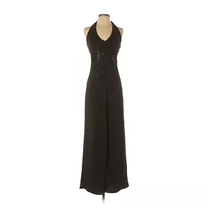 New Women De Laru Black Gunmetal Formal Long Prom Halter Beaded Dress Size 3/4 - Picture 1 of 2
