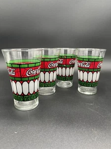 Juego de 4 vasos estilo Tiffany COKE Libbey Coca-Cola vidrio acampanado vintage retro - Imagen 1 de 5