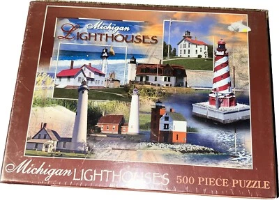 Michigan  Lighthouses 500 Pc Puzzle Penrod/Hiawatha 18 X 24 New Sealed - Image 1 of 4