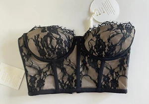 Women Black Lace Corset Crop Top - Picture 1 of 8