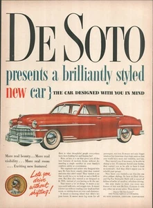 DeSoto 1949 Brillante Estilo Nuevo Coche Automóvil Rojo Vintage Impreso Anuncio B49 - Imagen 1 de 1