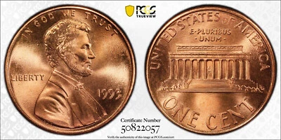 1993 PCGS MS69RD Red Lincoln Cent Tied For Finest Registry - Image 1 of 3