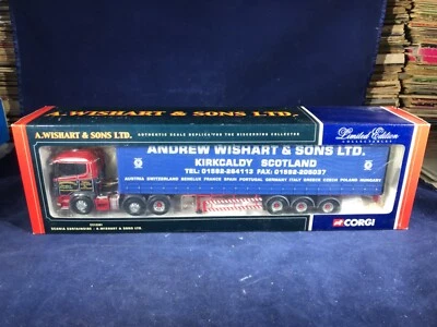 L-4 CORGI 1:50 SCALE DIE CAST TRUCK - CC12201 SCANIA CURTAINSIDE - A. WISHART & - Image 1 of 4