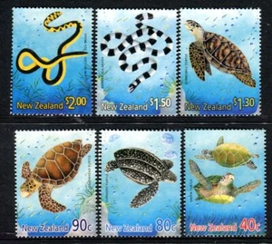 2001 New Zealand - Year of The Snake! Marine Reptiles MUH Set of 6 Stamps - Picture 1 of 1