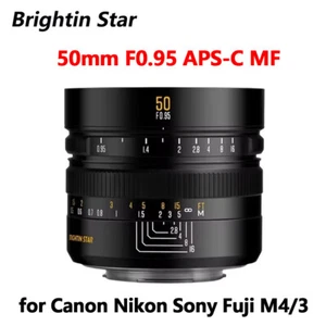 Brightin Star 50mm F0.95 APS-C MF Large Aperture Lens for Canon Nikon Sony Fuji - Picture 1 of 16