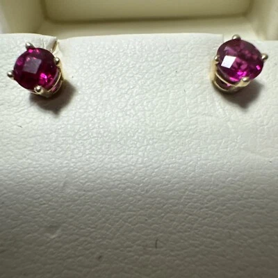 Jared 14K Gold Lab- Created Ruby Stud Earrings - Image 1 of 4