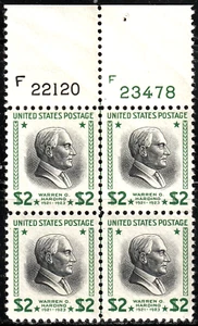 #833 US $2.00 GREEN&BLACK HARDING-CENTER LINE-PB#4-MINT-F/VF - Picture 1 of 1