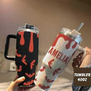 Halloween Bicchiere con strass sanguinanti 40 oz, Horror Bling Ghost Tumbler, spettrale - Foto 1 di 3