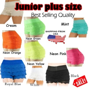 TD Women's Fitted Scallop Hem Crochet Lace Mini Shorts Plus Size/Reguler Size - Picture 1 of 2
