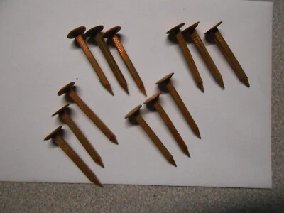 Anciens clous" fer forgé" en cuivre /35mm  pour restauration Antiquités /nb 12 - Photo 1/3