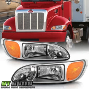 2008-2013 Peterbilt 325/384/386 Truck Chrome Headlights Headlamps Set Left+Right - Picture 1 of 7