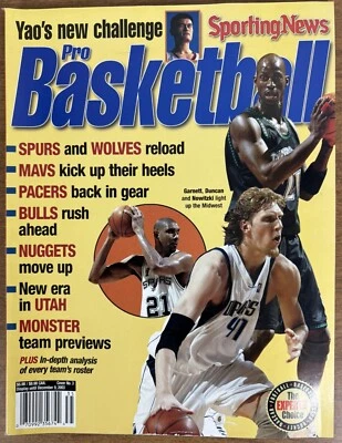 2003 年职业篮球杂志 – 姚明、加内特、邓肯、诺维茨基 - 非常罕见! — 第 1/2 张图片