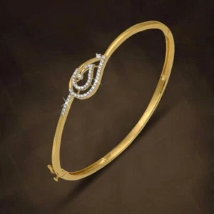 4Ct Round Cut VVS1/D Diamond Lab Created Bangle Bracelet 14K Yellow Gold Finish - Picture 1 of 3