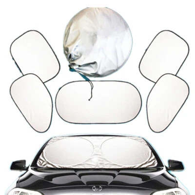 Silver Sun Shade Cover Folding Reflective Nylon For Car Front Rear Side Window - Image 1 of 4