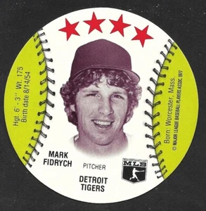1977 CHILLY WILLEE DISCHI MSA MARK FIDRYCH ROOKIE DETROIT TIGERS NUOVI DI ZECCA A - Foto 1 di 2