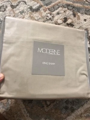 Moderne by Noble Excellence Soho Bordado Percal King Sham Taupe Foto 1 de 4