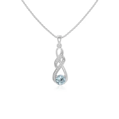 Collar Colgante Infinty Aguamarina Natural para Mujer (Plata, Oro Vermeil) Foto 1 de 4