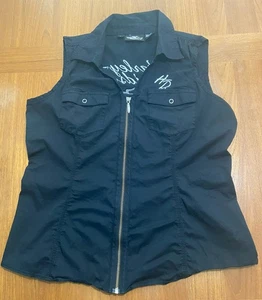 Harley Davidson Damen Weste L schwarz bestickt Motorrad Biker 2-seitiger Reißverschluss - Bild 1 von 5