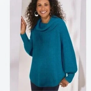 Maglione Calanthe Cashmere Morbido Dintorni Collo Cappuccio Blu XS - Foto 1 di 9