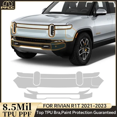 For Rivian R1T 2021-2023 Front Bumper Precut Paint Protection Film Clear PPF TPU - Image 1 of 4