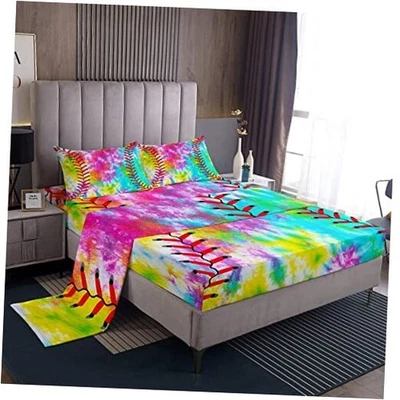 Kids Baseball Bedding Set Boys Girls Softball Sports Game Bed Queen Multi 11 - Image 1 of 4