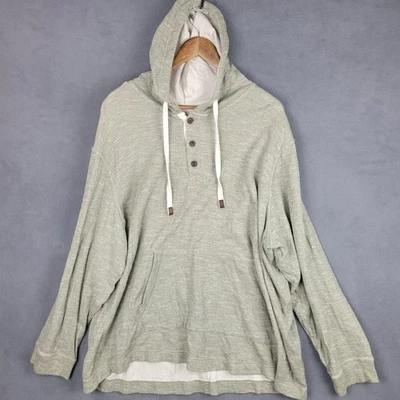 Sudadera con Capucha George Para Hombres 3XL Verde Salvia Henley Pullover Bolsillo Canguro Foto 1 de 4