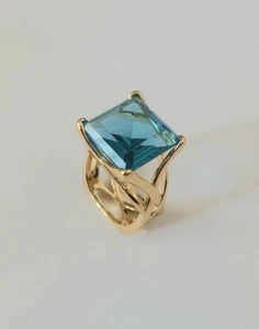 Wunderschöner Vergoldeter Ring mit Blau Stein - Dm.20 mm - Bild 1 von 5