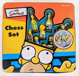 THE SIMPSONS CHESS SET Figures & Folded Board Tin Box Cardinal Games DAMAGE - Picture 1 of 17