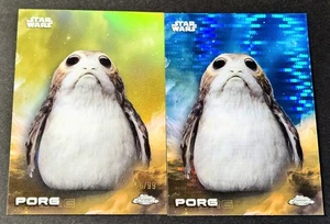 2025 Topps Chrome Star Wars Green /99 Porg Blue Pulsar Refractor #147 - Picture 1 of 2