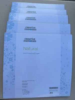 Lote de 5 páginas de álbum de recortes Creative Memories NATURAL 12x12 15 hojas/30 páginas NUEVO Foto 1 de 4