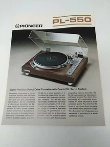 Vintage Pioneer PL-550 Turntable Brochure Pamphlet Booklet 1970's - Picture 1 of 4