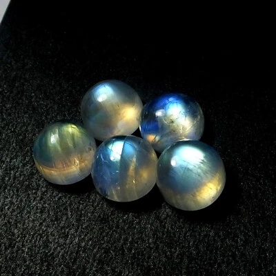 9X9 mm Round Cut Natural Rainbow Moonstone Cabochon Calibrated Gemstone 3 Pieces - image 1 of 3
