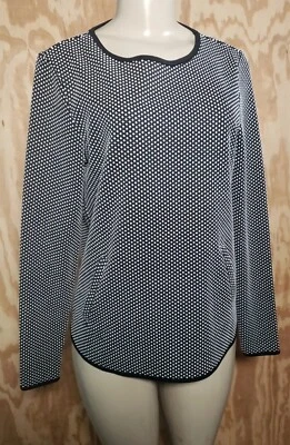 Camiseta sin mangas ELLE para mujer a lunares negra blanca pulóver tejido mangas largas talla pequeña Foto 1 de 4