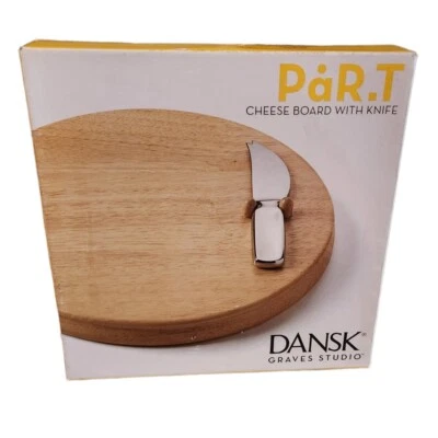 Tablero de Queso Charcutería Redondo Dansk Graves Bloque de Madera con Cuchillo Estudio Par.T Foto 1 de 4