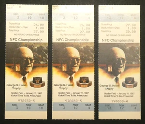 3 boletos de campeonato de la NFC de los Chicago Bears 11 de enero 1987 - Imagen 1 de 2